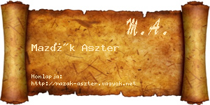 Mazák Aszter névjegykártya